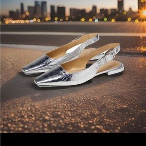 Michael Kors | Darrington Silver Slingback Flats Sz 6 | New in Box